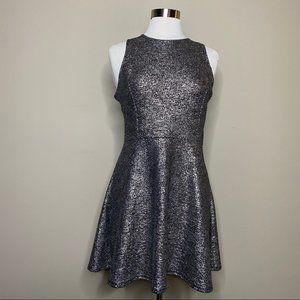 One Heart Sleeveless Black Silver Skater Dress